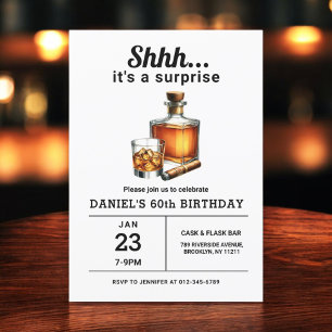 Überraschung 60. Whiskey Cigar Bourbon Geburtstags Einladung