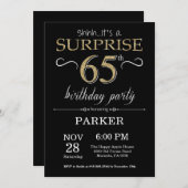Überraschung 65. Geburtstag Einladung Schwarz und (Vorne/Hinten)