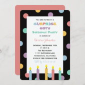 Überraschung 65. Geburtstagsparty Hübsche Kerzen Einladung (Vorne/Hinten)