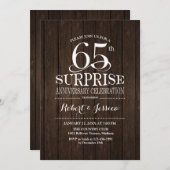Überraschung 65. Hochzeit Jubiläum Holz Einladung (Vorne/Hinten)
