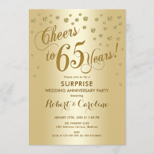 Überraschung 65. Hochzeitstag - Gold Einladung