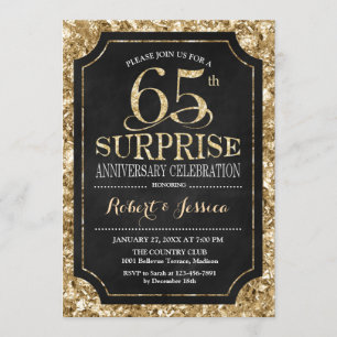 Überraschung 65. Hochzeitstag - Schwarzes Gold Einladung