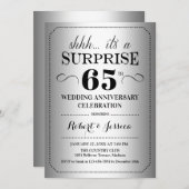 Überraschung 65. Hochzeitstag - Silberschwarz Einladung (Vorne/Hinten)