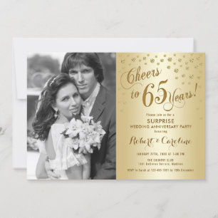 Überraschung 65 Jahre Jubiläum mit Foto - Gold Einladung