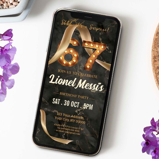 Überraschung 67. Geburtstag Mobile Einladung