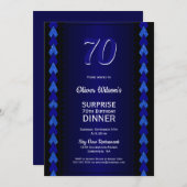 Überraschung 70. Geburtstag Abendessen Schwarz und Einladung (Vorne/Hinten)