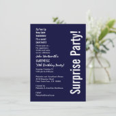 ÜBERRASCHUNG 70. Geburtstag Budget Mitternacht Wei Einladung (Stehend Vorderseite)