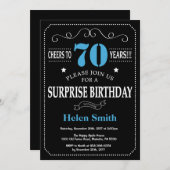 Überraschung 70. Geburtstag Einladung Blau und Sch (Vorne/Hinten)