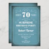 Überraschung 70. Geburtstag Einladung - Blau Weiß (Vorne/Hinten)