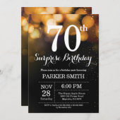 Überraschung 70. Geburtstag Einladung Gold Glitzer (Vorne/Hinten)