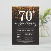 Überraschung 70. Geburtstag Einladung Gold Glitzer (Stehend Vorderseite)