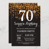 Überraschung 70. Geburtstag Einladung Gold Glitzer (Vorne/Hinten)