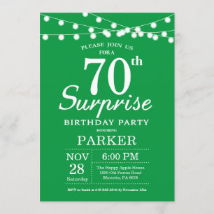 Überraschung 70. Geburtstag Einladung Grün