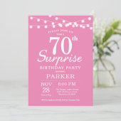 Überraschung 70. Geburtstag Einladung Pink (Stehend Vorderseite)
