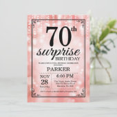 Überraschung 70. Geburtstag Einladung Pink Glitzer (Stehend Vorderseite)