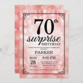 Überraschung 70. Geburtstag Einladung Pink Glitzer (Vorne/Hinten)