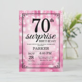 Überraschung 70. Geburtstag Einladung Pink Glitzer (Stehend Vorderseite)