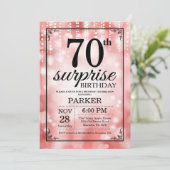 Überraschung 70. Geburtstag Einladung Roter Glitze (Stehend Vorderseite)