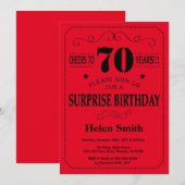 Überraschung 70. Geburtstag Einladung Schwarz und  (Vorne/Hinten)
