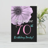 ÜBERRASCHUNG 70. Geburtstag Lavendel Daisy Einladung (Stehend Vorderseite)