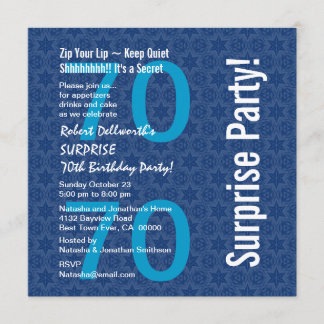 ÜBERRASCHUNG 70. Geburtstag Moderne Marine Blue Wh Einladung