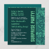 ÜBERRASCHUNG 70. Geburtstag Modernes Aquamarines W Einladung (Vorne/Hinten)