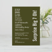 ÜBERRASCHUNG 70. Geburtstag Modernes Wald Grün Wei Einladung (Stehend Vorderseite)