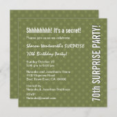 ÜBERRASCHUNG 70. Geburtstag Olivenöl Grüne Polka D Einladung (Vorne/Hinten)