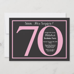 Überraschung 70. Geburtstag Pink und Schwarz Schul Einladung