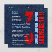 ÜBERRASCHUNG 70. Geburtstag Red White Blue C653 Einladung (Vorne/Hinten)