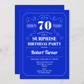Überraschung 70. Geburtstag - Royal Blue Einladung (Vorne/Hinten)