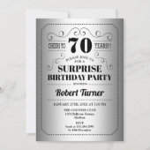 Überraschung 70. Geburtstag - Silberschwarz Einladung (Vorderseite)