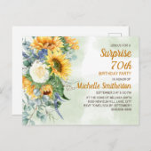 Überraschung 70. Geburtstag Sonnenblumen Eukalyptu Postkarte (Vorne/Hinten)