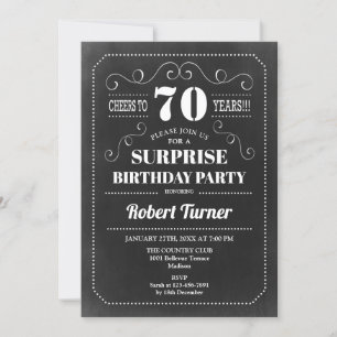 Überraschung 70. Geburtstag - Tafel Einladung
