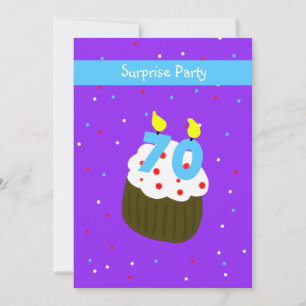 Überraschung 70. Geburtstagsparty Einladung Cupcak