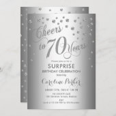 Überraschung 70. Geburtstagsparty - Silver Einladung (Vorne/Hinten)