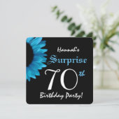 ÜBERRASCHUNG 70. Geburtstagsparty Sonnenblume A01B Einladung (Stehend Vorderseite)