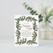 Überraschung 75. Geburtstag Grüne Blätter Frauen Einladung (Stehend Vorderseite)