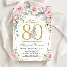 Überraschung 80. Geburtstag Blush Rosa Gold Blumen