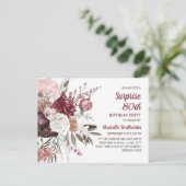 Überraschung 80. Geburtstag Burgundy Blush Pink Bl Postkarte (Stehend Vorderseite)