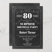 Überraschung 80. Geburtstag - Chalkboard Einladung (Vorne/Hinten)