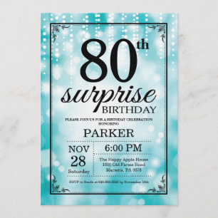 Überraschung 80. Geburtstag Einladung Aquamarinen