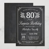 Überraschung 80. Geburtstag Einladung Chalkboard (Vorne/Hinten)