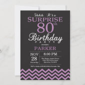 Überraschung 80. Geburtstag Einladung Schwarz und  (Vorderseite)