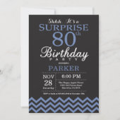 Überraschung 80. Geburtstag Einladung Schwarz und (Vorderseite)