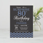 Überraschung 80. Geburtstag Einladung Schwarz und (Stehend Vorderseite)