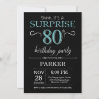Überraschung 80. Geburtstag Einladung Schwarz und