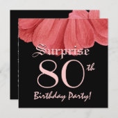 ÜBERRASCHUNG 80. Geburtstag Pfirsich Blume Z306 Einladung (Vorne/Hinten)