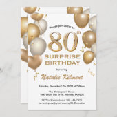 Überraschung 80. Geburtstag Weißer und Goldener Ba Einladung (Vorne/Hinten)