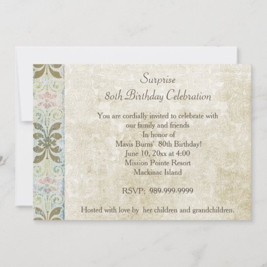 Überraschung 80. Geburtstagsparty Einladung (Rückseite)